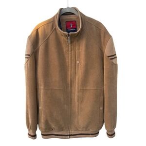 Gold Penguin Men's‎ Bomber Jacket Tan Corduroy Varsity Style Full Zip Size Large